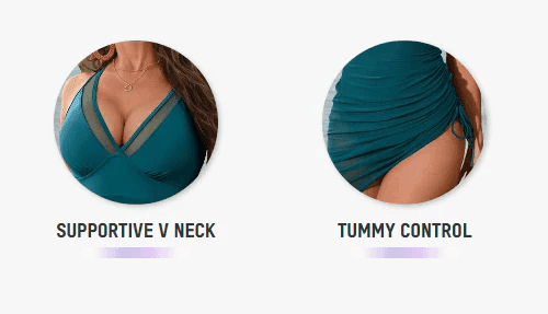 Slimming Mesh Sarong Swimdress with Tummy Control