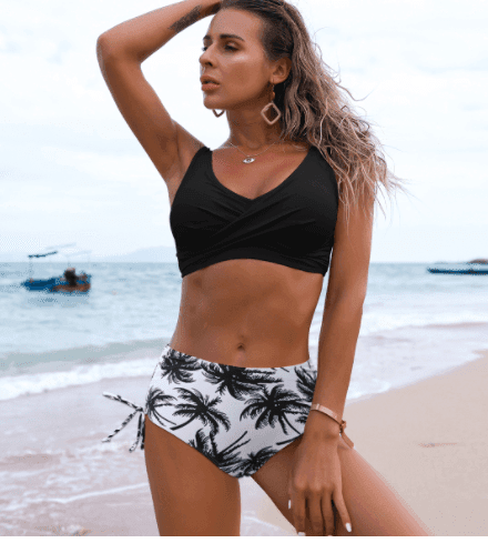 High Waisted Twist Bikini Swimsuit Two Piece Set