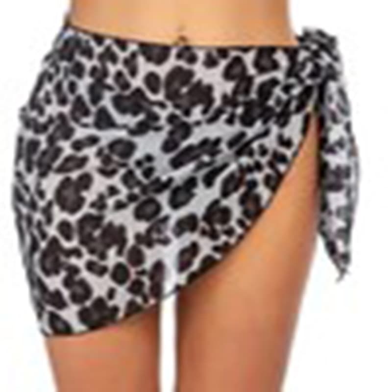 Chiffon Sarong Swimsuit Cover Up Skirt with Leopard Print
