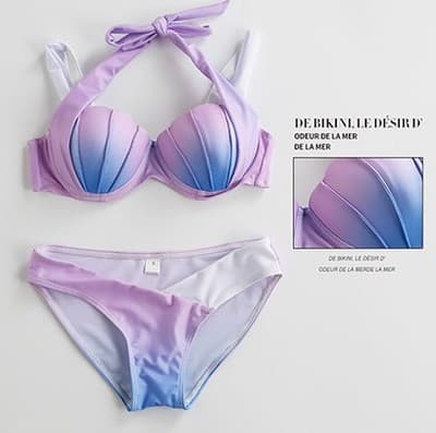 Coquillage Halter Bikini Set, Mermaid Shell Swimwear