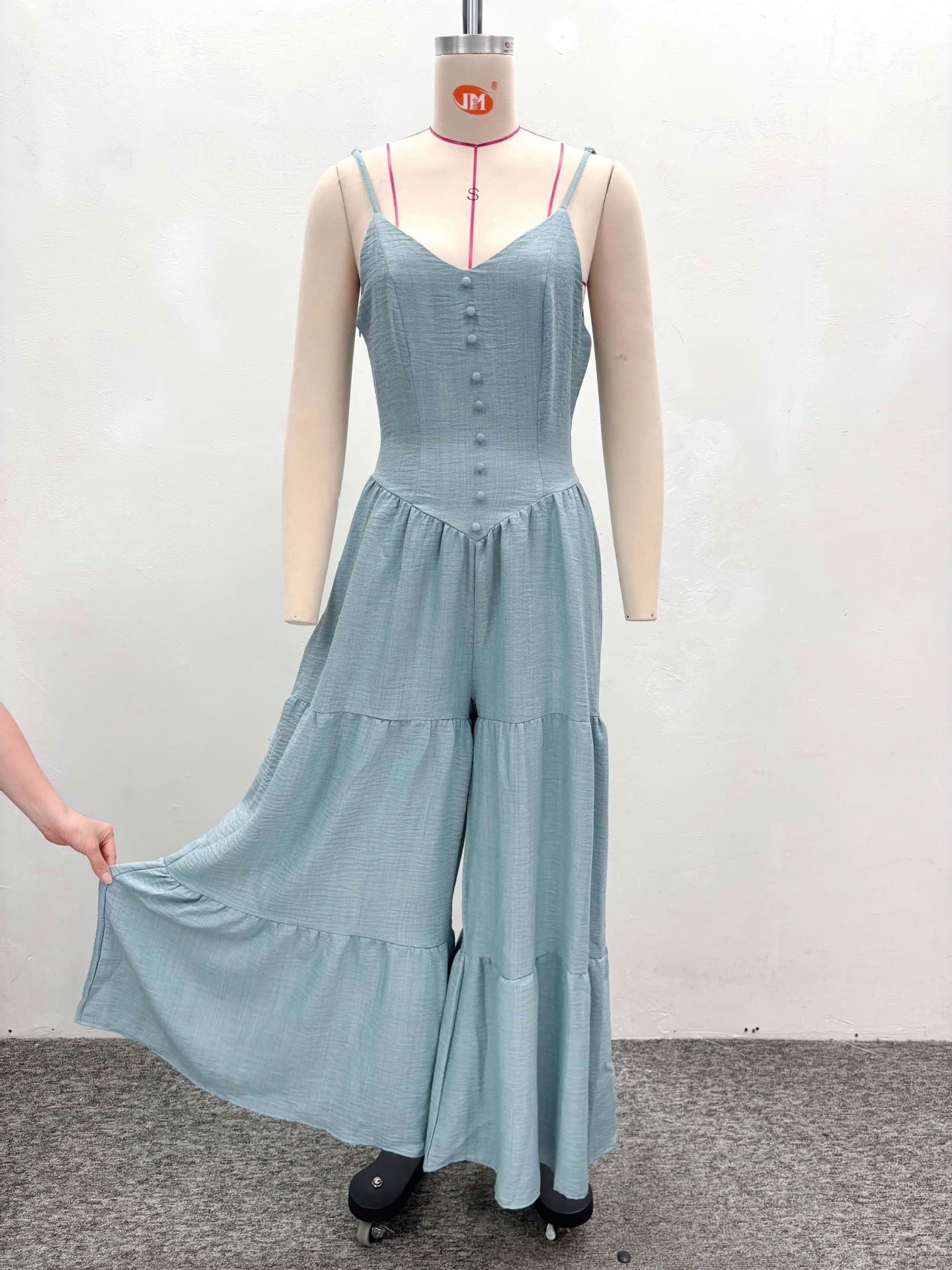 Chic Deep V Neck High Waisted Wide Leg Jumpsuit