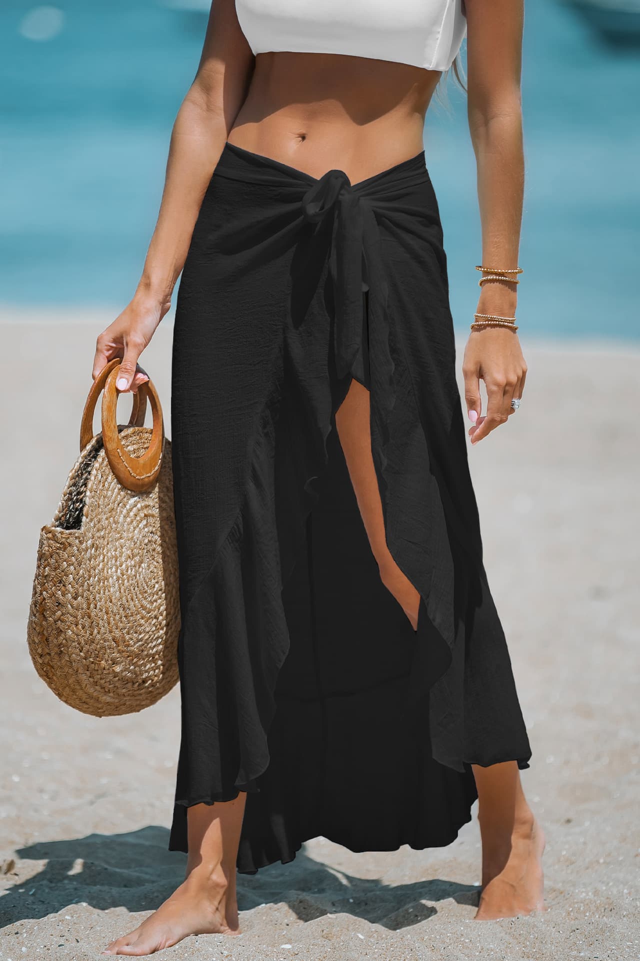 Lace Up Beach Cover Up Maxi Skirt