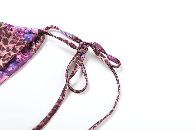 Summer Leopard Print Bikini with Lace Up Skirt 3 Piece Set