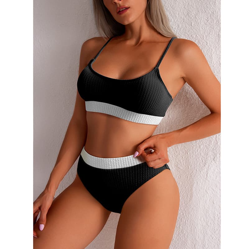 Ribbed High Waisted Bikini Set Push Up Swimsuit