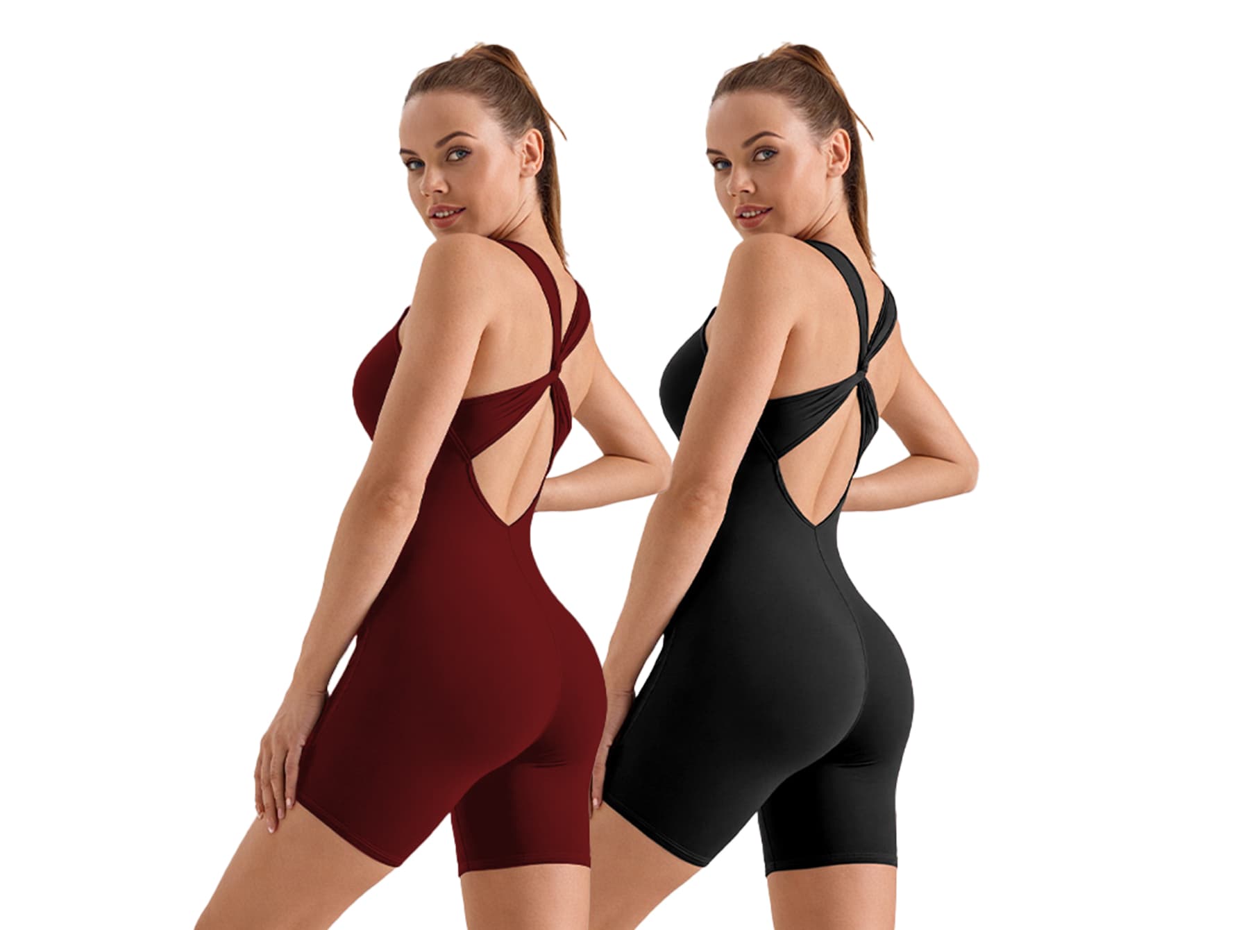 Sleek Crossover Back Jumpsuit with Built In Support