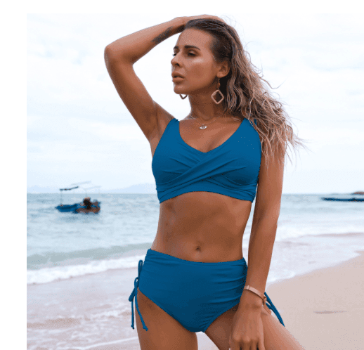 High Waisted Twist Bikini Swimsuit Two Piece Set
