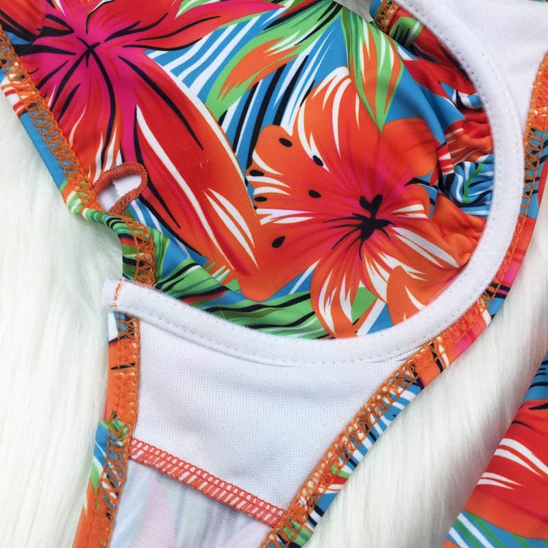 Floral High Waisted Bikini Set Plus Size Swimsuit
