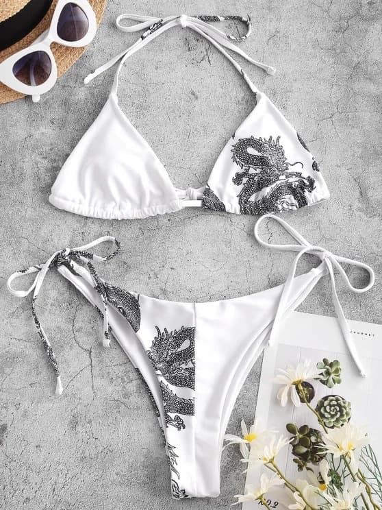 Sexy Printed String Bikini Swimsuit