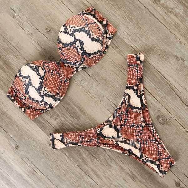 Leopard Print Bandeau Bikini Set