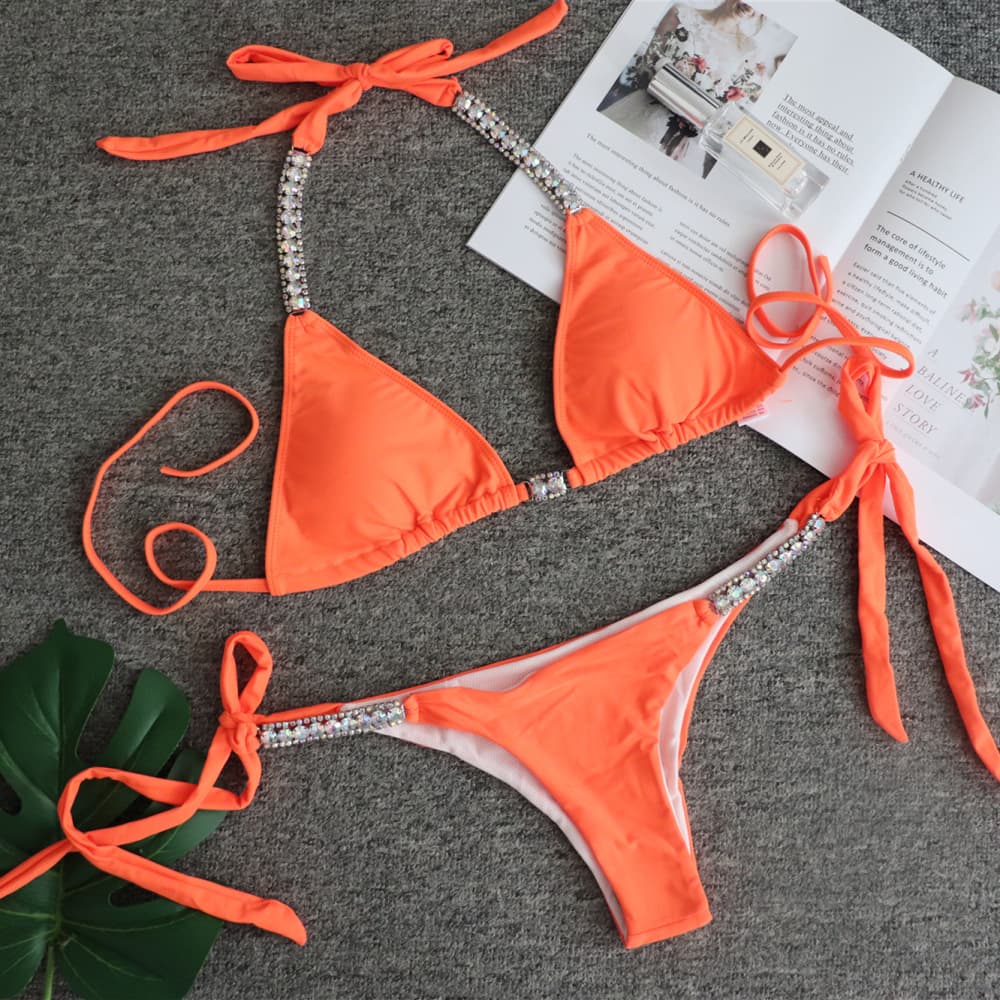 Chic Strapless Bikini Set with Embellished Ties