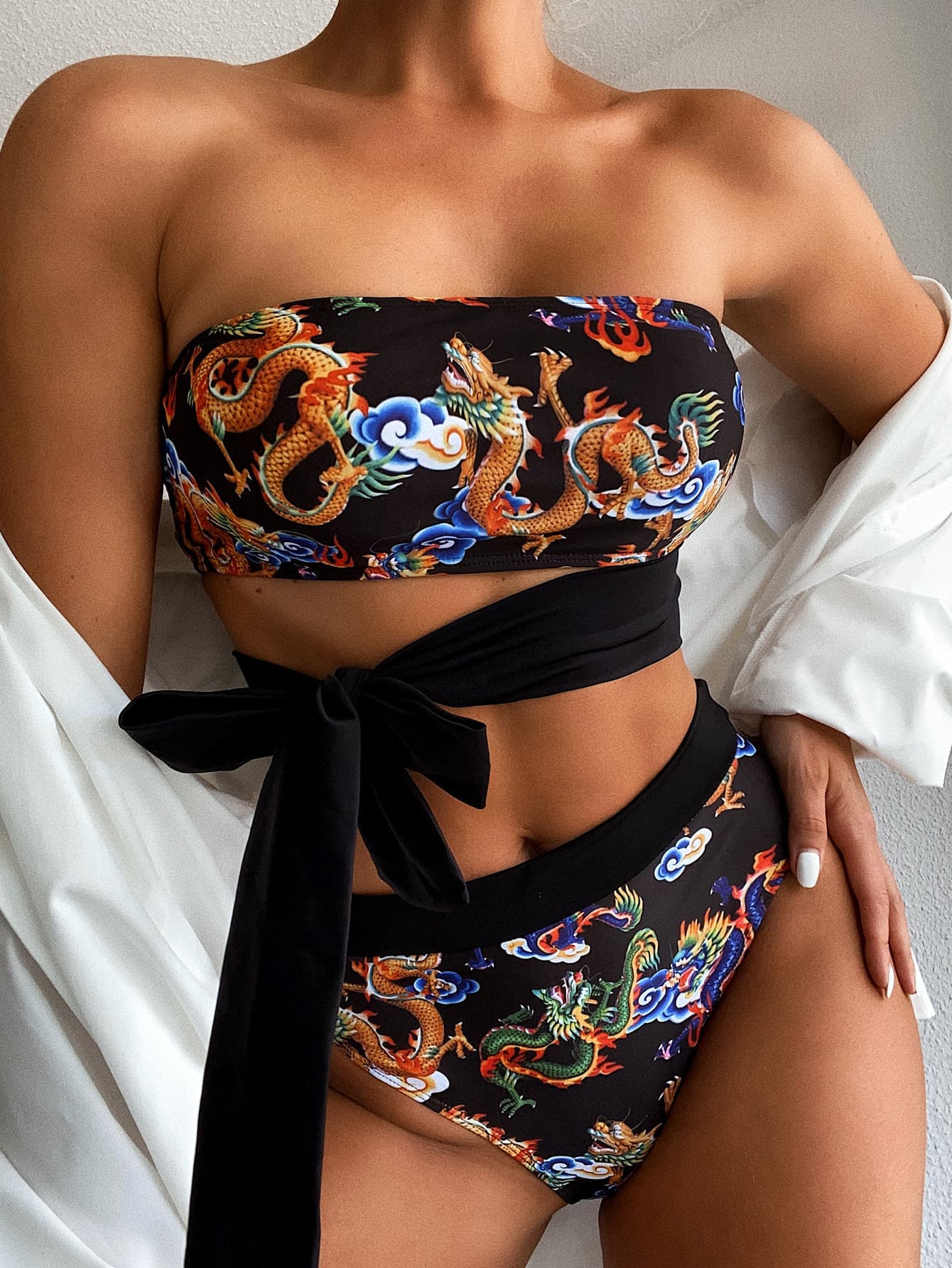 Dragon Print Bandage Bikini Set