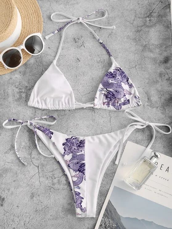 Sexy Printed String Bikini Swimsuit