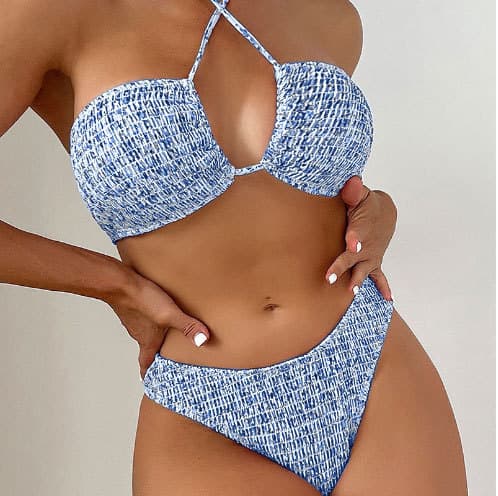 Floral Print Halter Neck Bikini Set