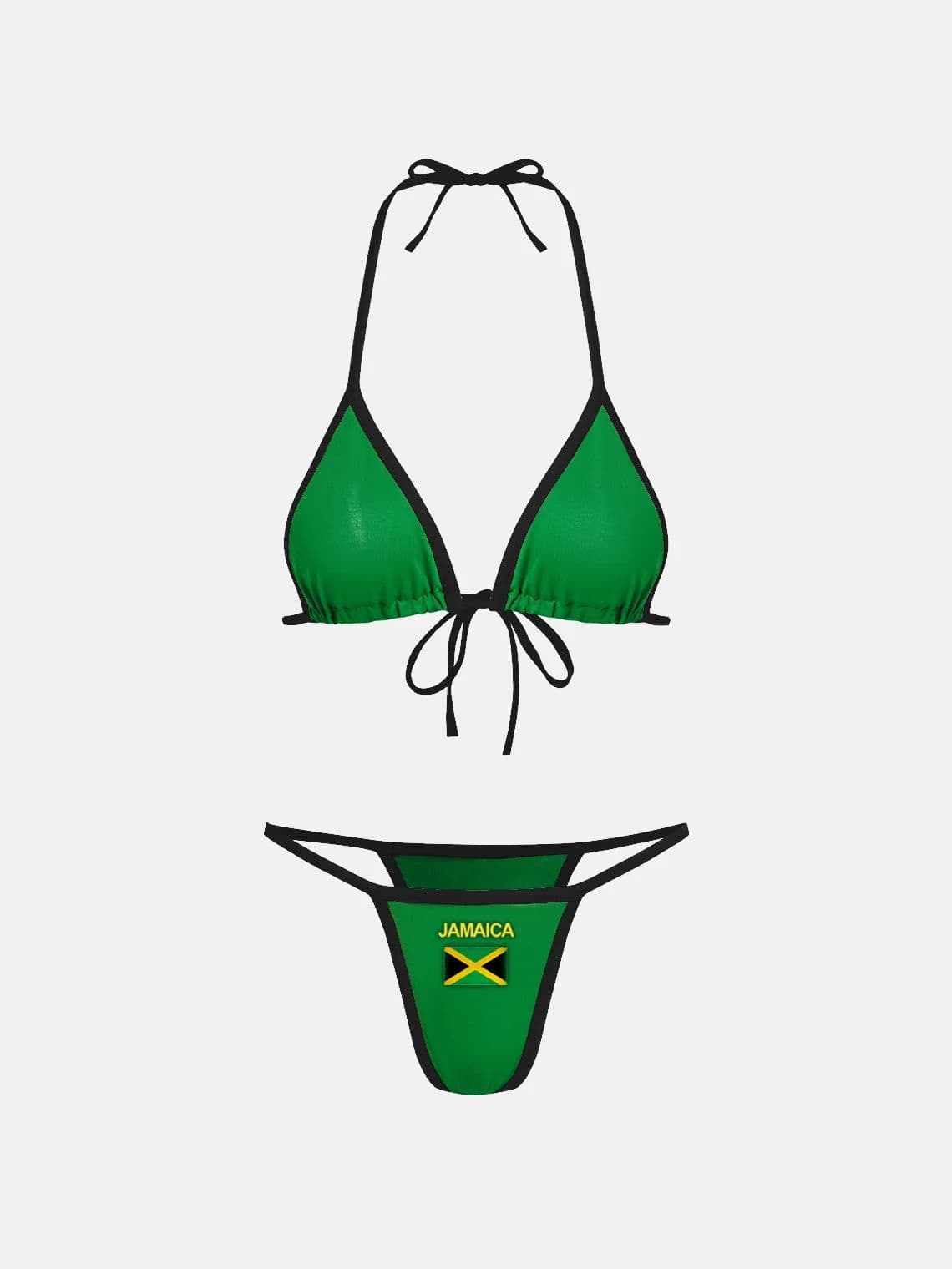 Jamaica Flag Halter Bikini Set Triangle Top Thong Bottom