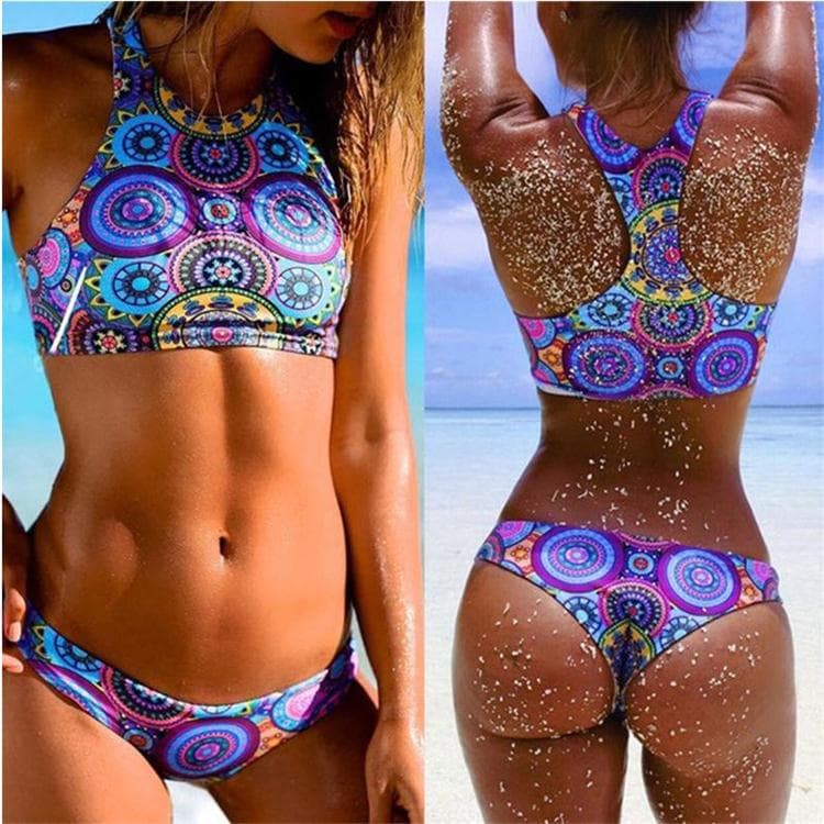 Vibrant High Neck Brazilian Bikini Set