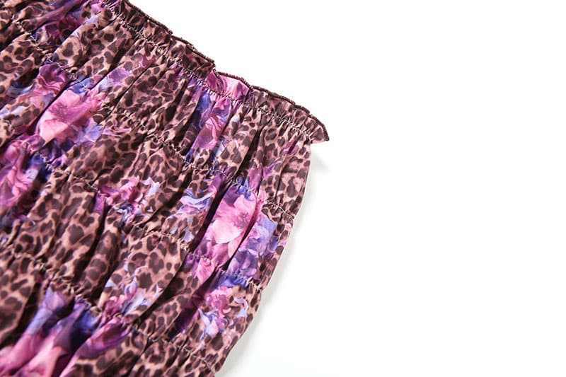 Summer Leopard Print Bikini with Lace Up Skirt 3 Piece Set