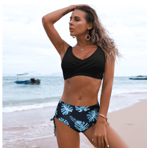 High Waisted Twist Bikini Swimsuit Two Piece Set