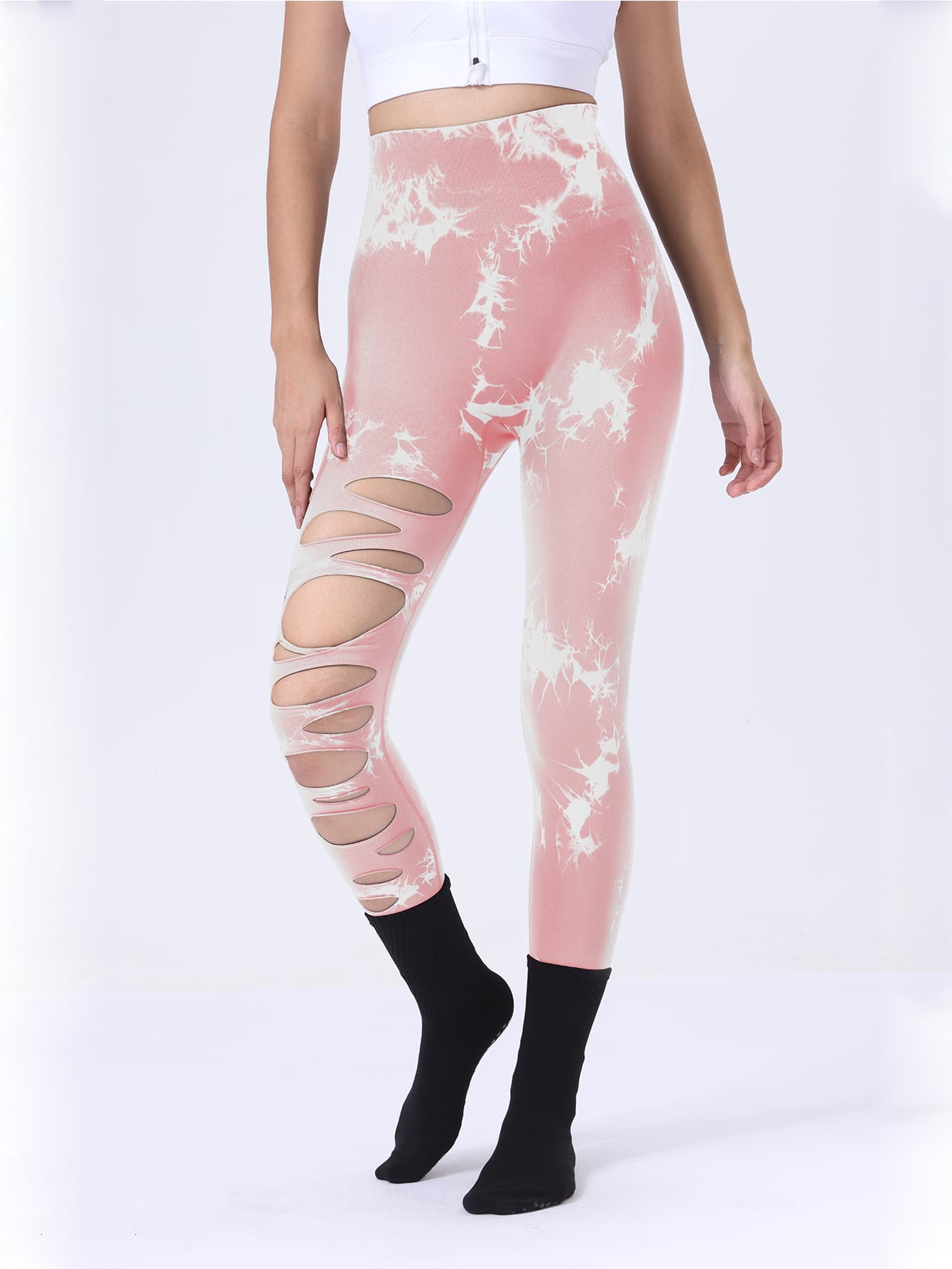 3 Pack Tie Dye Ripped Leggings with Scrunch Butt Lift