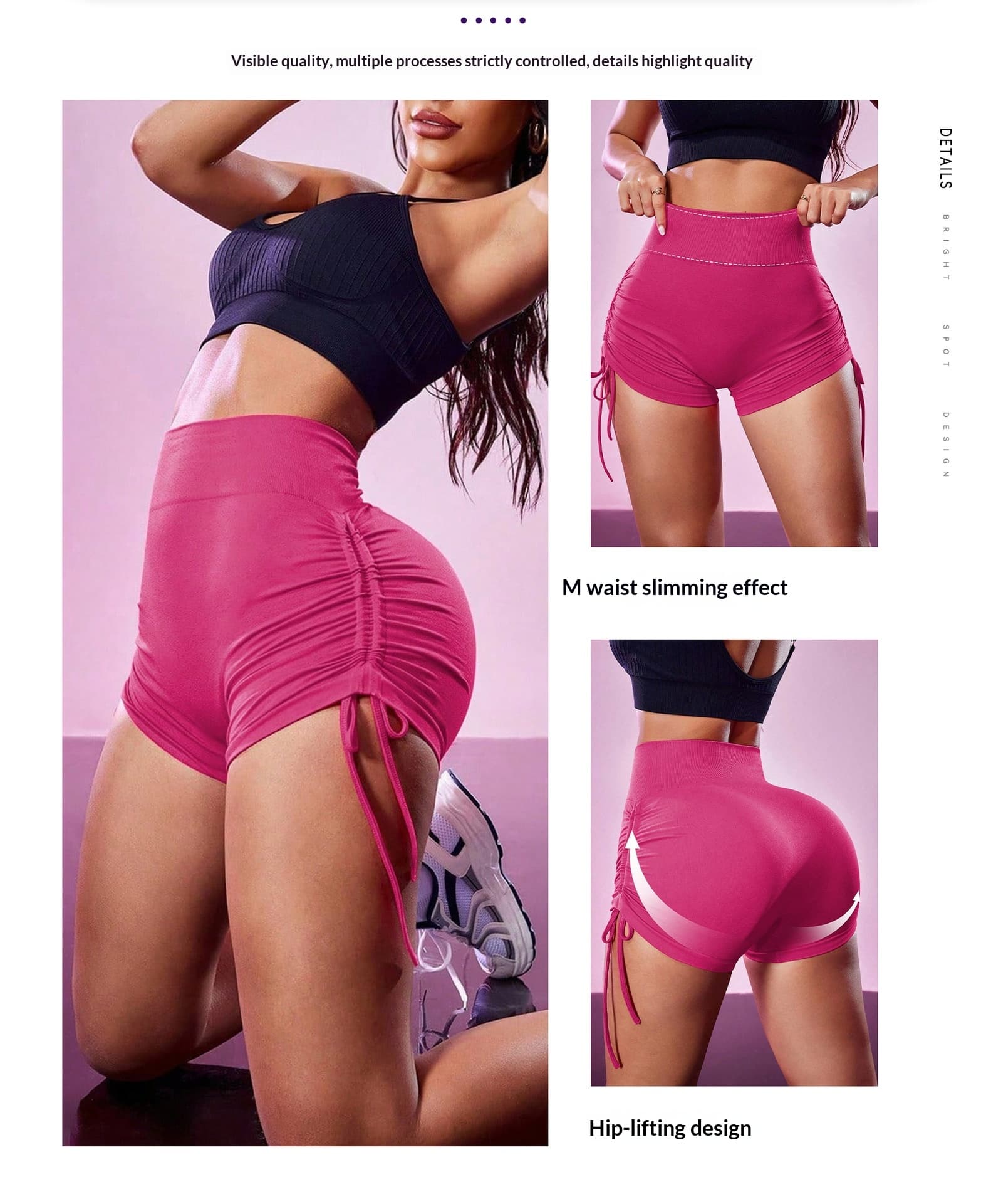High-Waist Ruched Drawstring Yoga Shorts