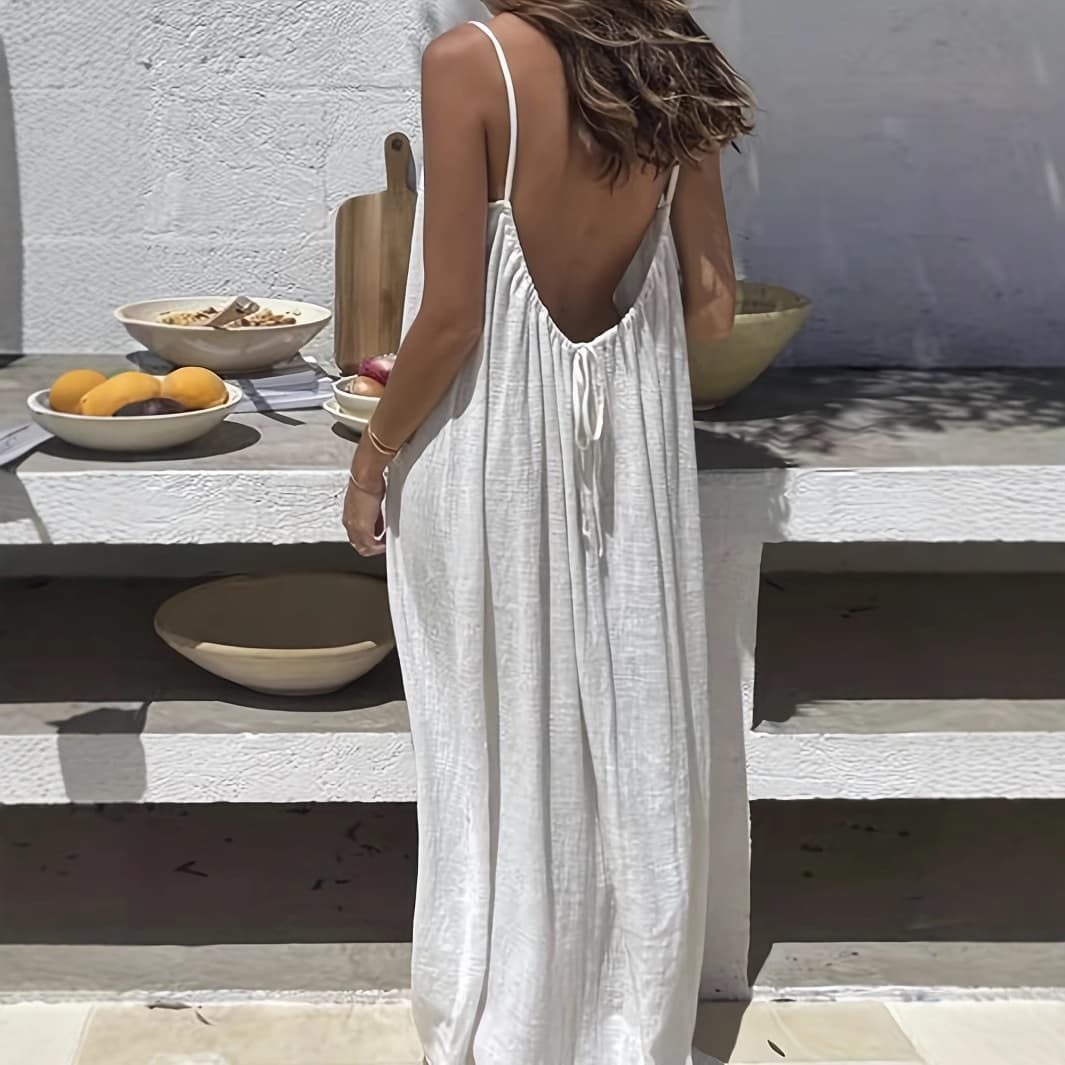 Backless Loose Flowy Maxi Dress for Women