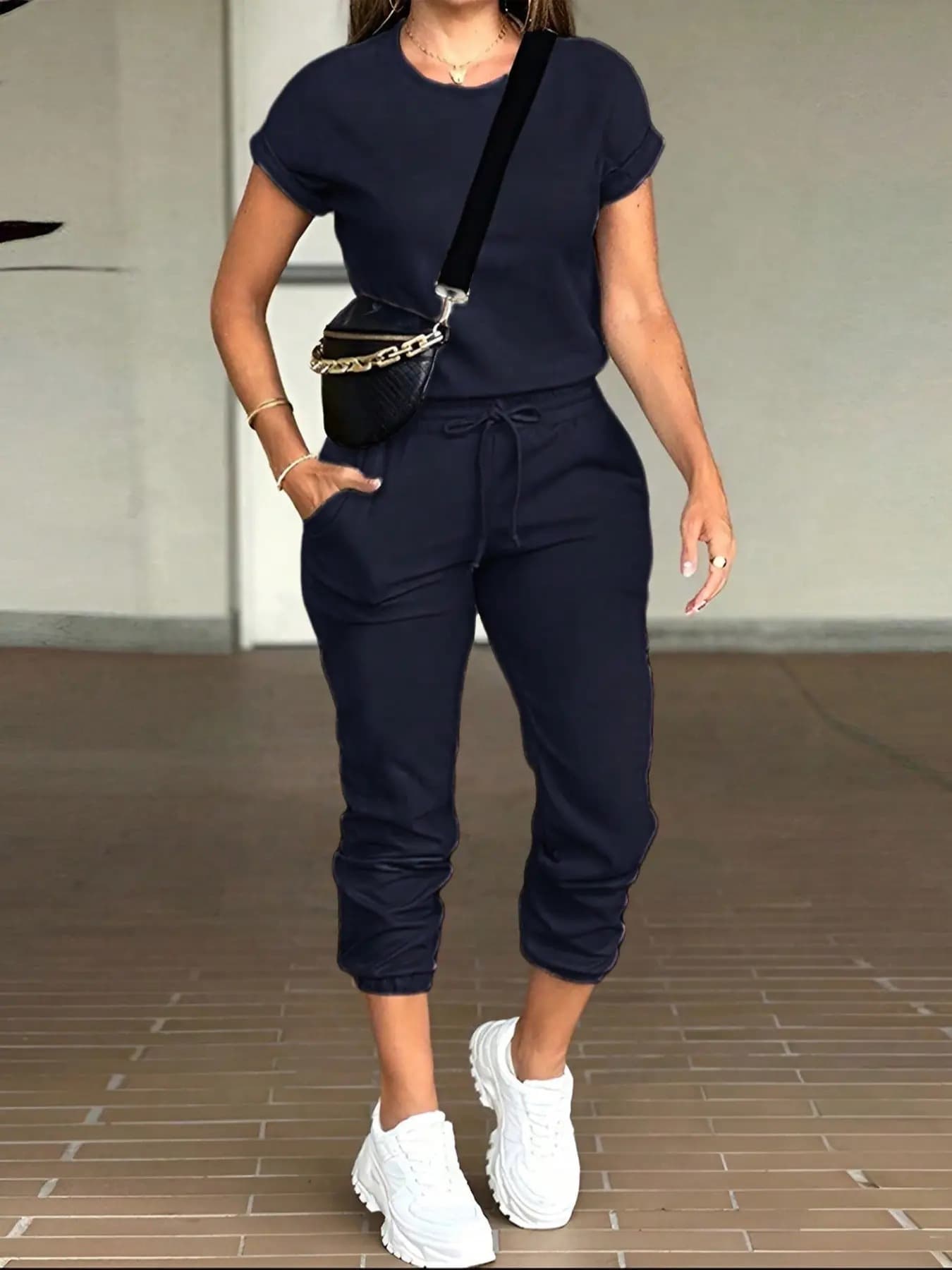Crew Neck Knit Jogger Two-Piece Set