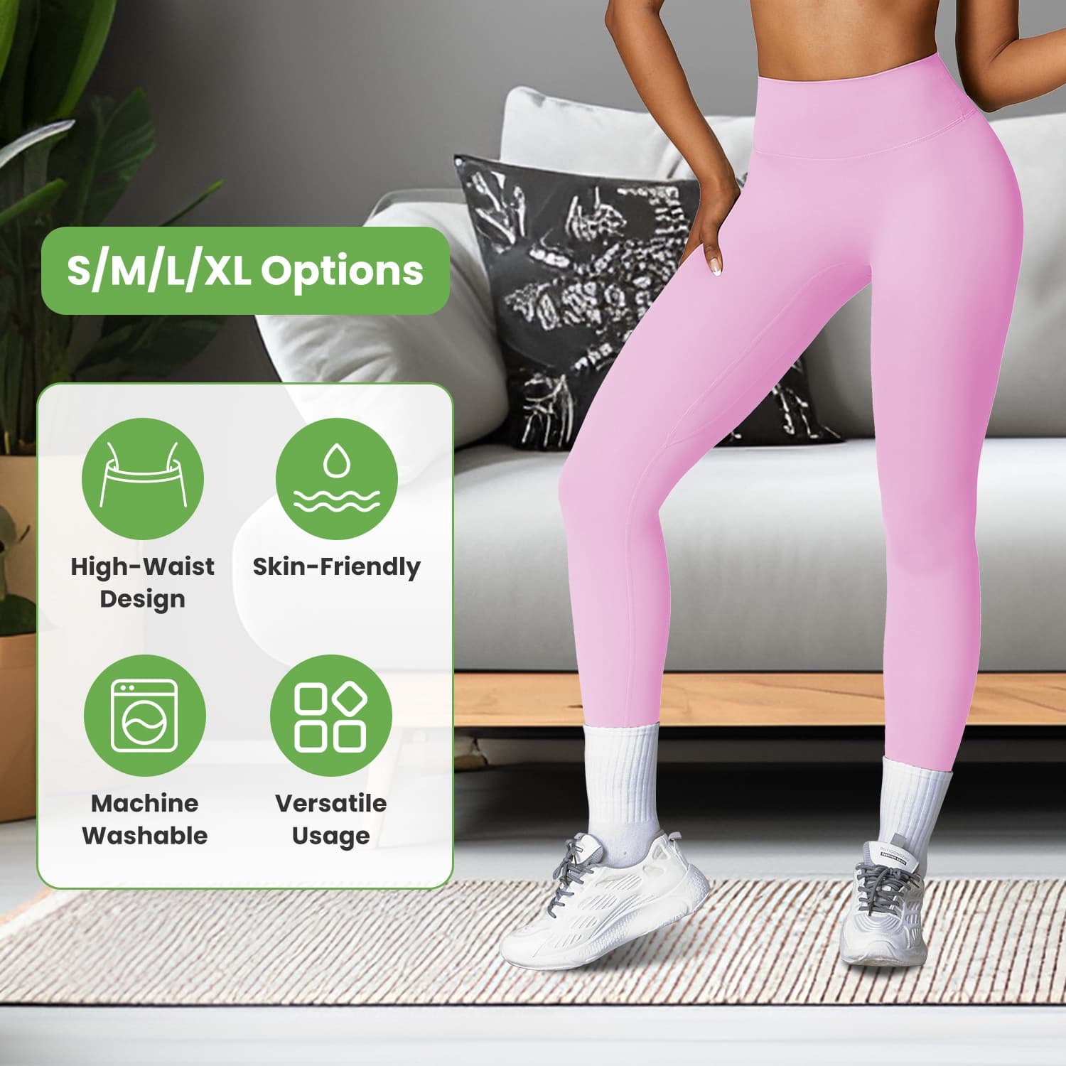 High Waisted Tummy Control Workout Leggings with No Front Seam
