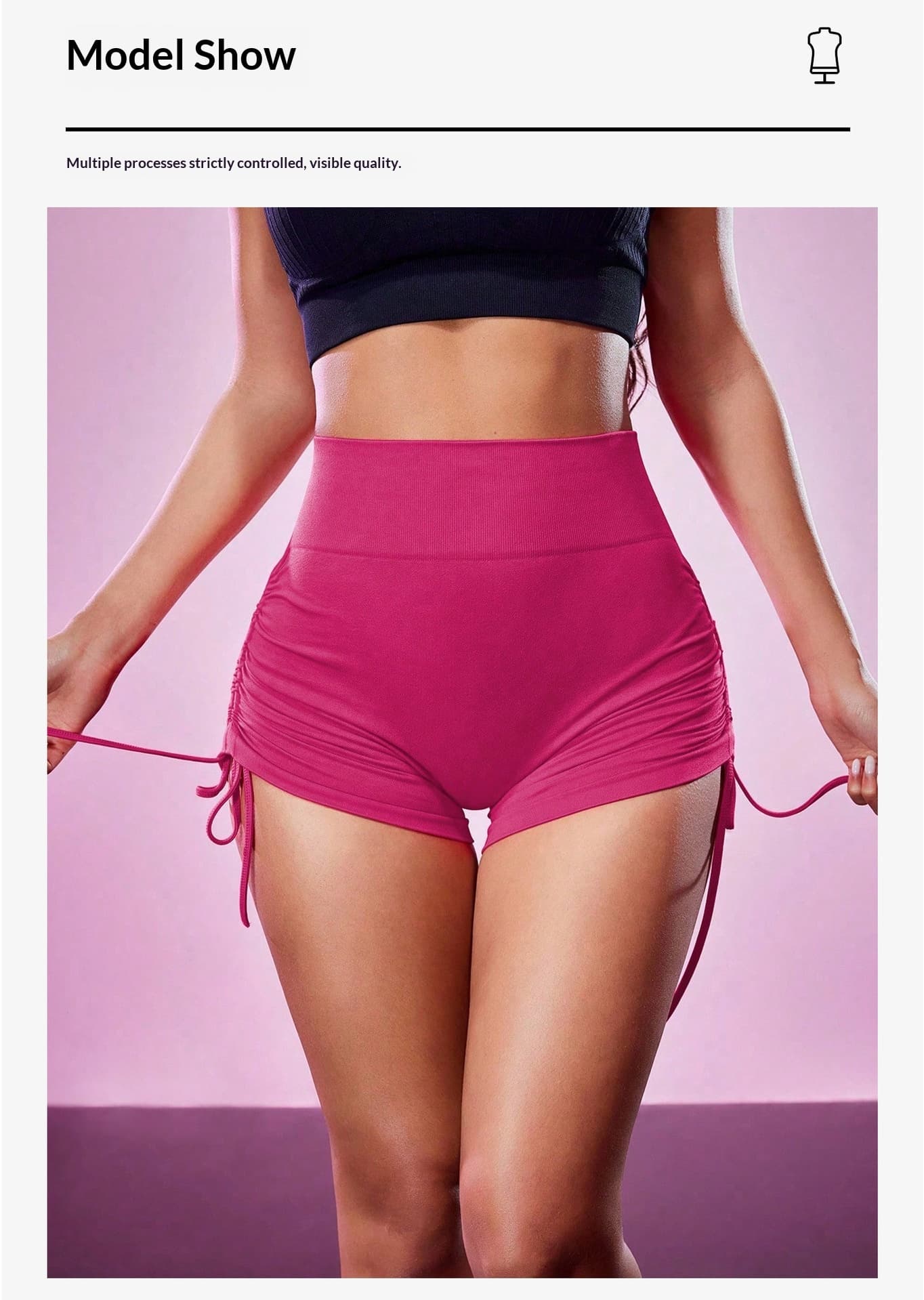 High-Waist Ruched Drawstring Yoga Shorts