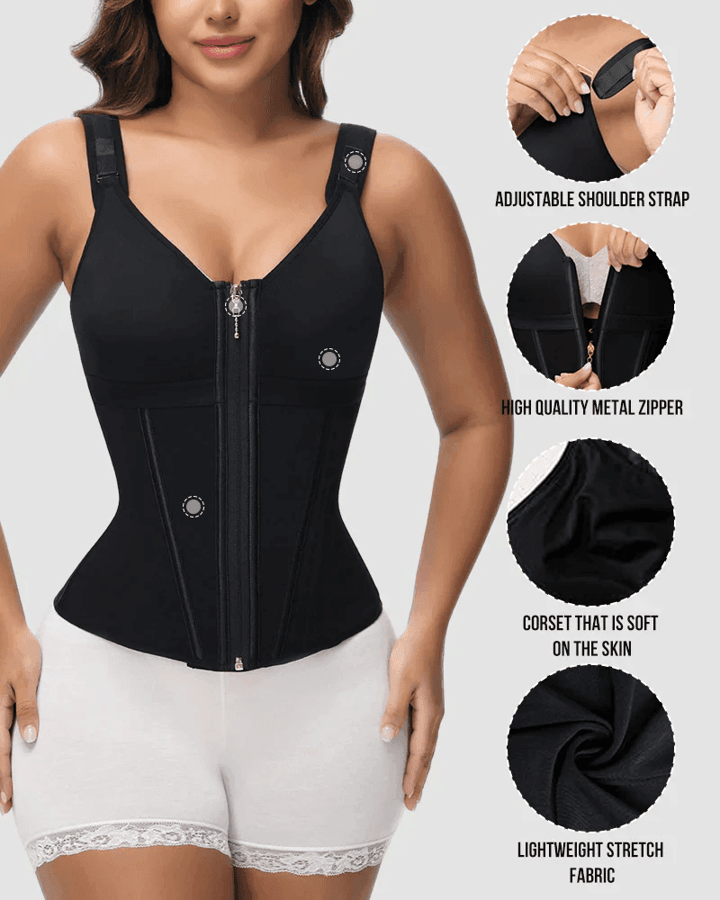 Zip-Front Waist Trainer with Built-In Bra