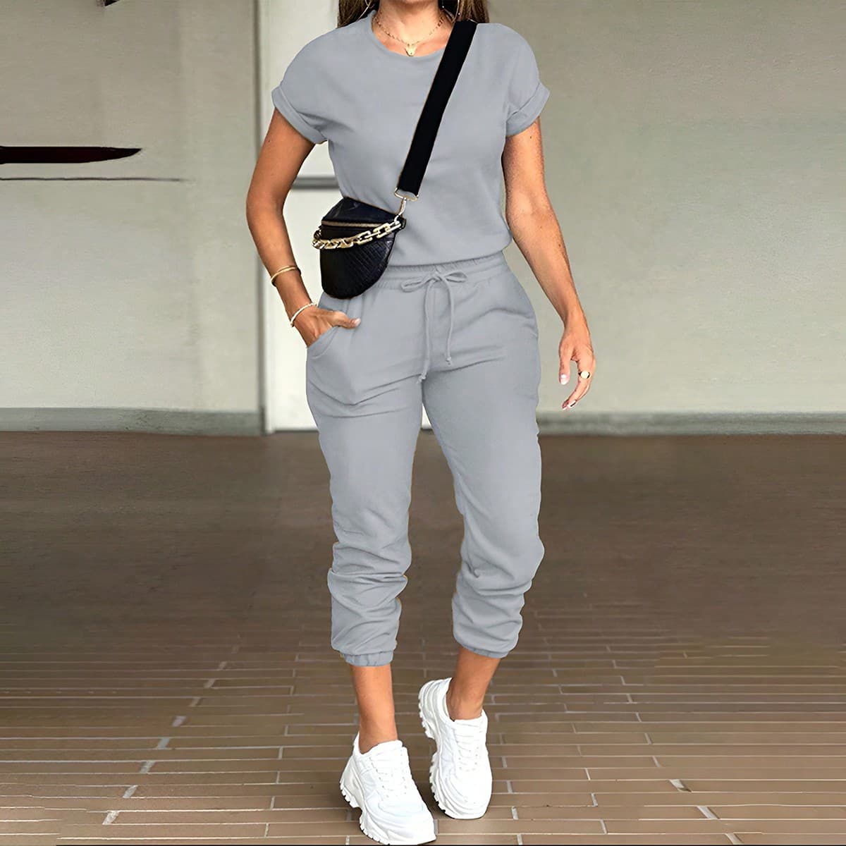 Crew Neck Knit Jogger Two-Piece Set