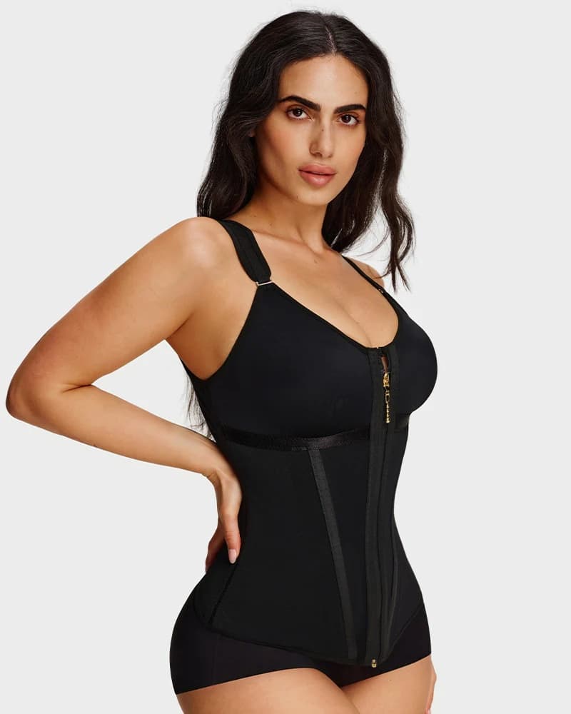 Zip-Front Waist Trainer with Built-In Bra