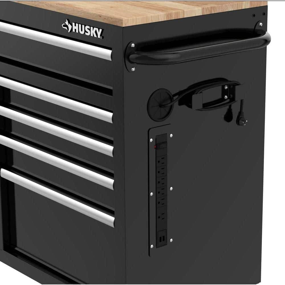 46 in W x 18 in D 9-Drawer Mobile Workbench Cabinet, Gloss Black