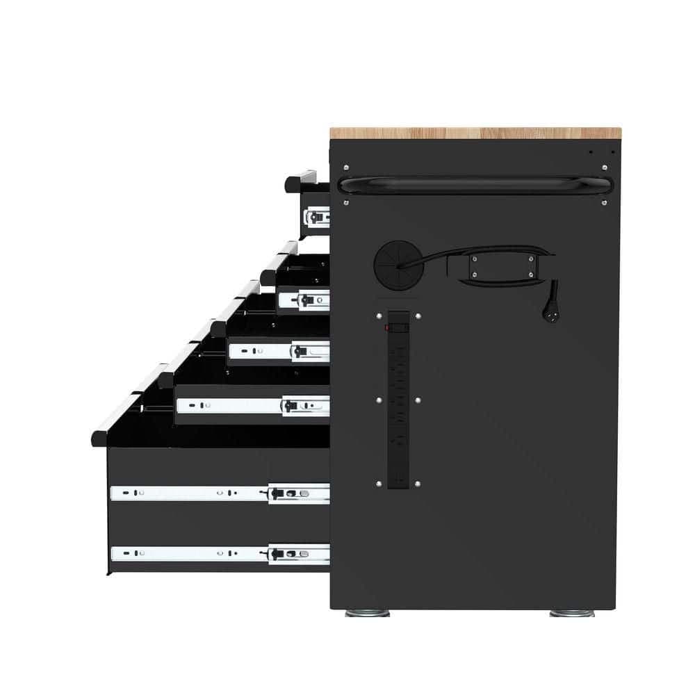 46 in W x 18 in D 9-Drawer Mobile Workbench Cabinet, Gloss Black