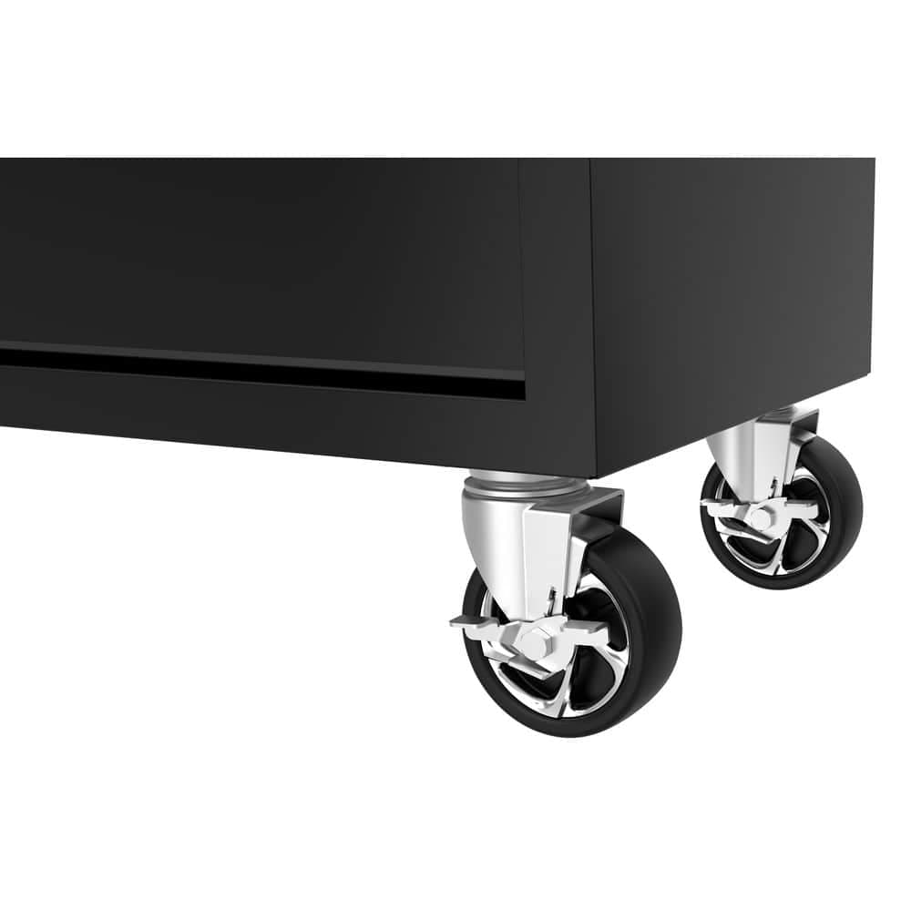 46 in W x 18 in D 9-Drawer Mobile Workbench Cabinet, Gloss Black
