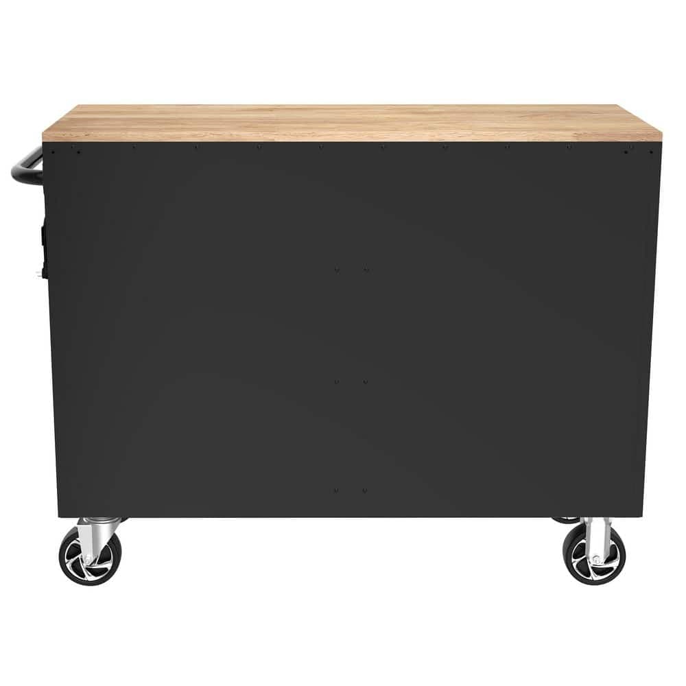 46 in W x 18 in D 9-Drawer Mobile Workbench Cabinet, Gloss Black