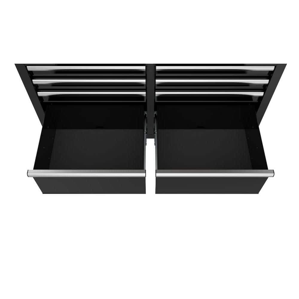 46 in W x 18 in D 9-Drawer Mobile Workbench Cabinet, Gloss Black