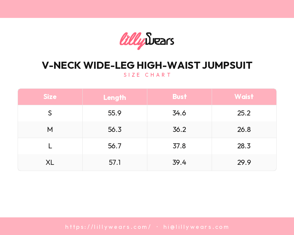 V-Neck Wide-Leg High-Waist Jumpsuit size chart