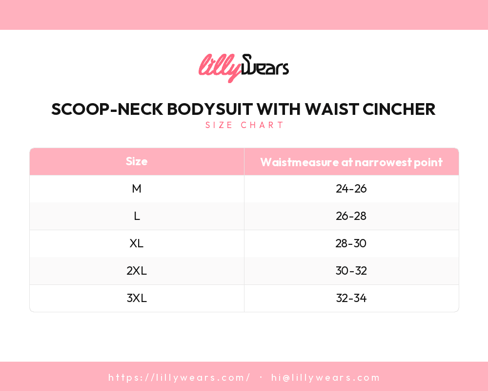Scoop-Neck Bodysuit with Waist Cincher size chart