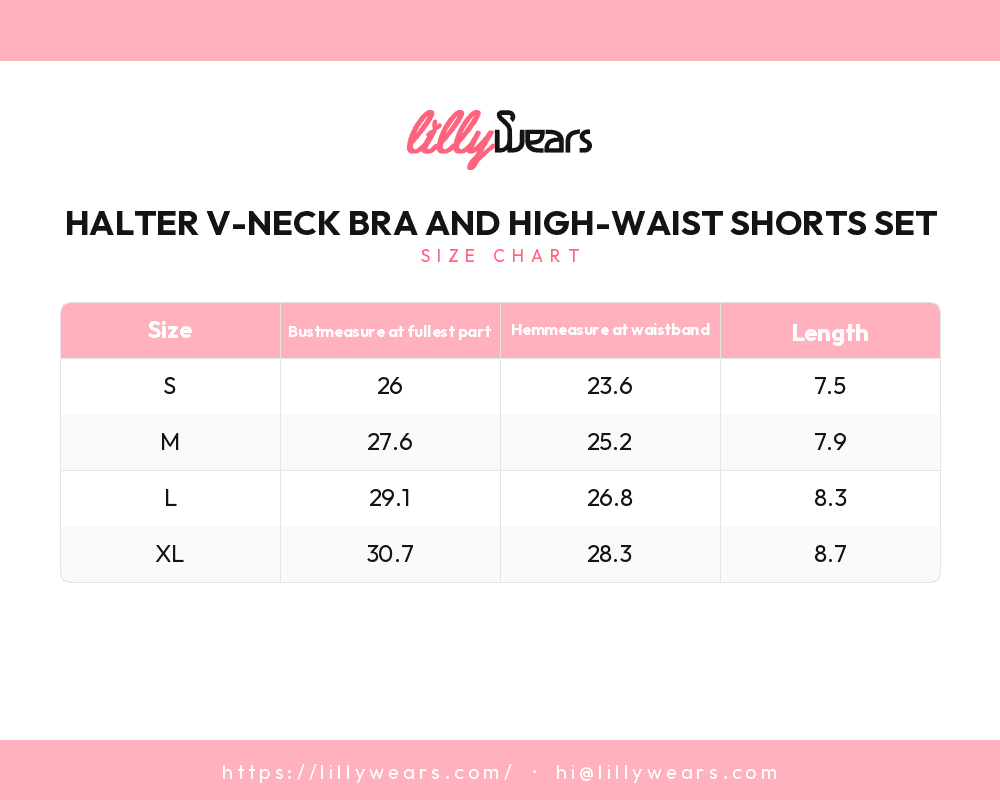 Halter V-Neck Bra and High-Waist Shorts Set size chart