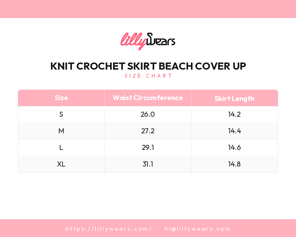 Knit Crochet Skirt Beach Cover Up size chart