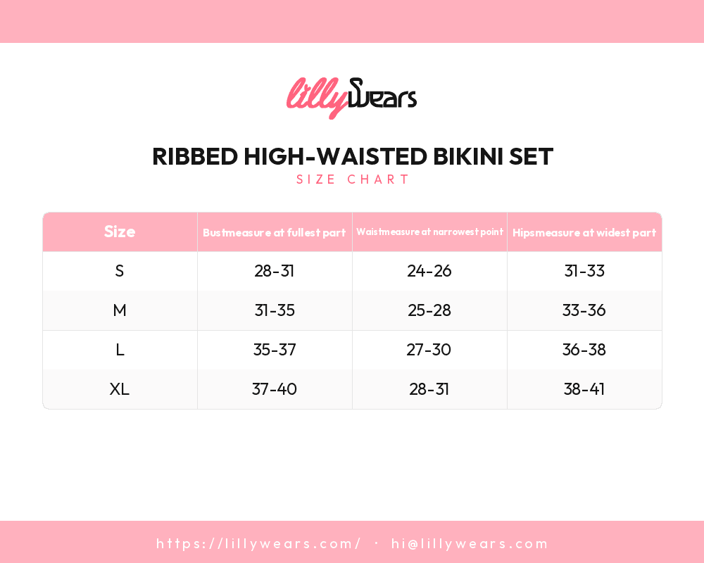 Ribbed High-Waisted Bikini Set size chart