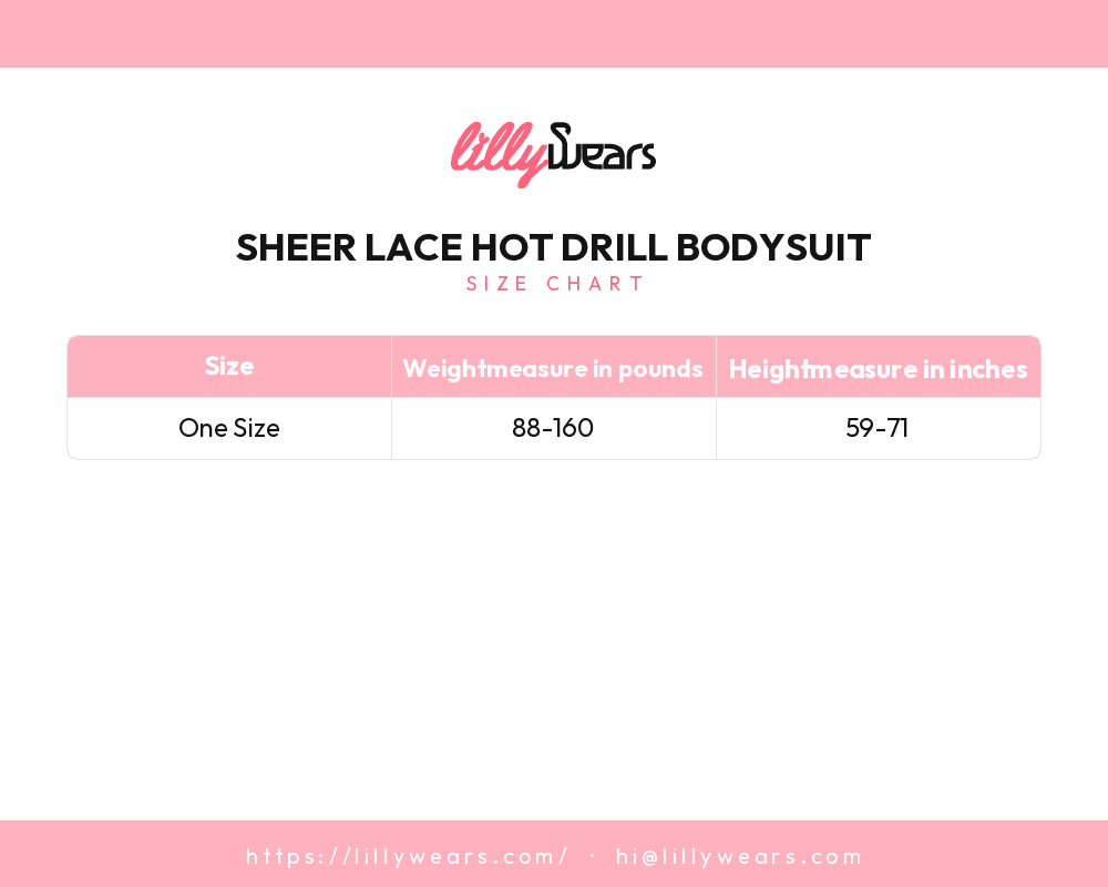 Sheer Lace Hot Drill Bodysuit size chart