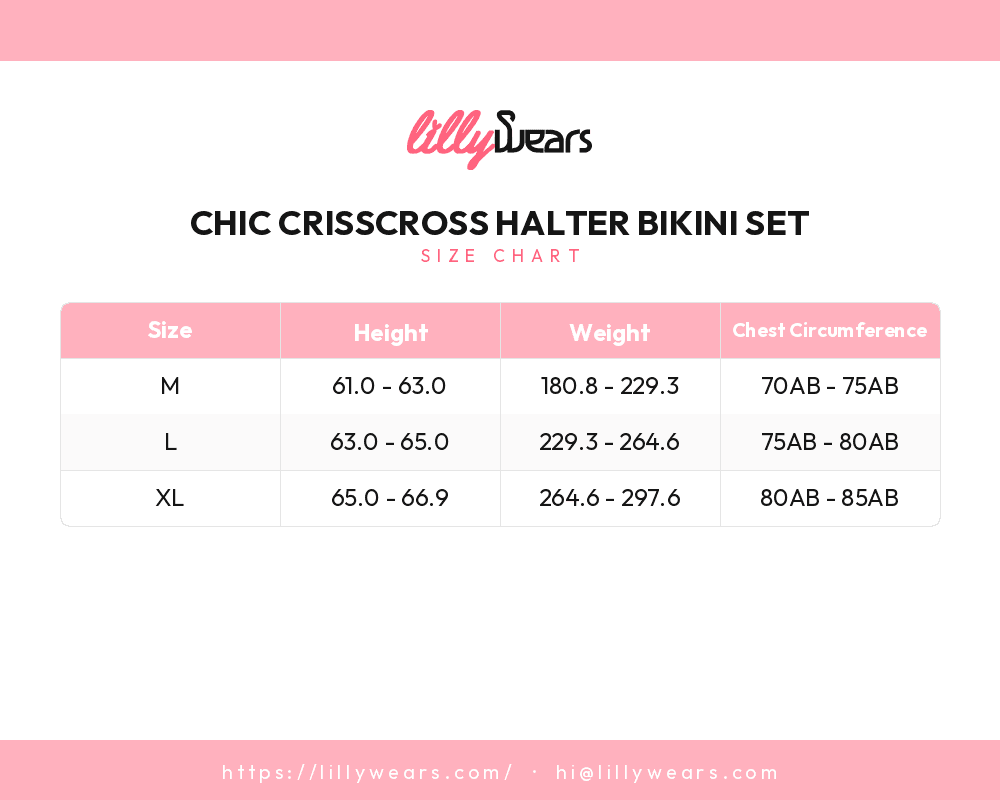 Chic Crisscross Halter Bikini Set size chart