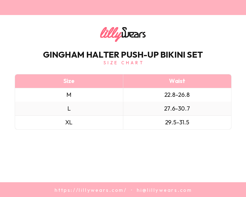 Gingham Halter Push-Up Bikini Set size chart