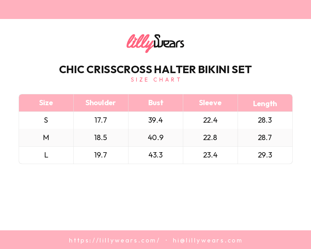 Chic Crisscross Halter Bikini Set size chart