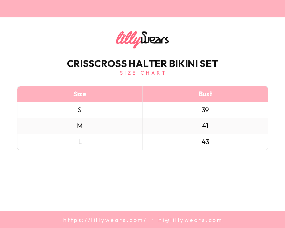 Crisscross Halter Bikini Set size chart