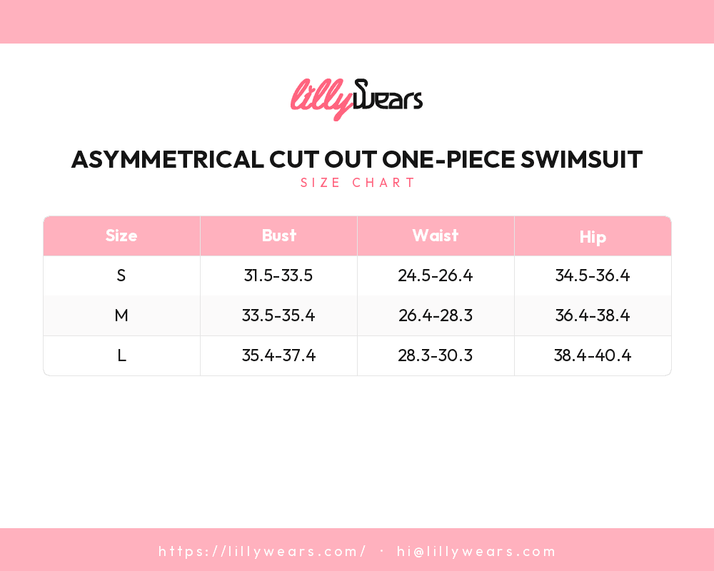 Asymmetrical Cut Out One-Piece Swimsuit size chart