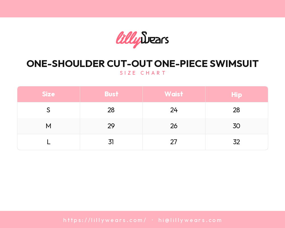 One-Shoulder Cut-Out One-Piece Swimsuit size chart