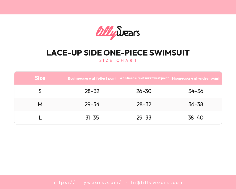 Lace-Up Side One-Piece Swimsuit size chart
