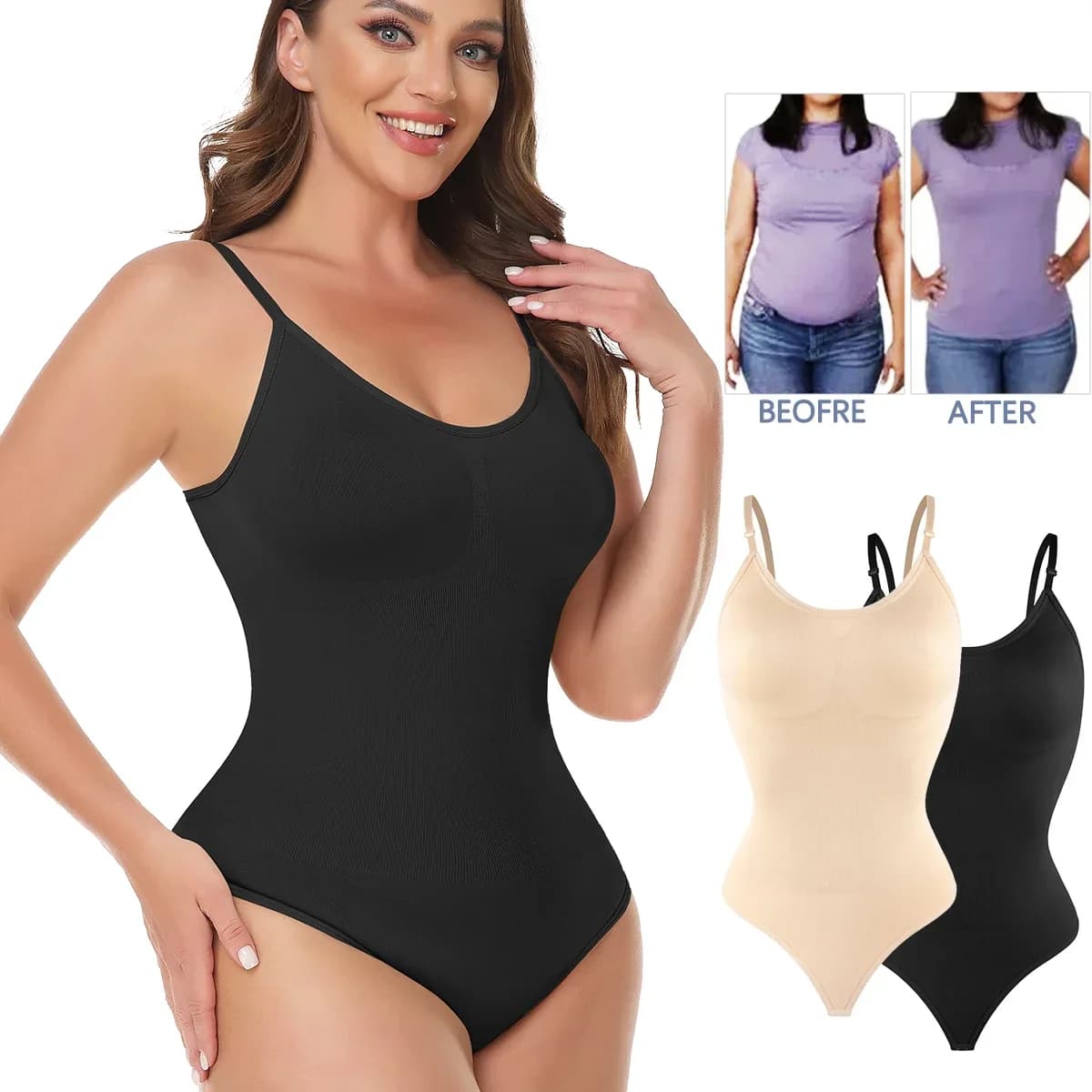 Plus Size Tummy Control Cami Bodysuit